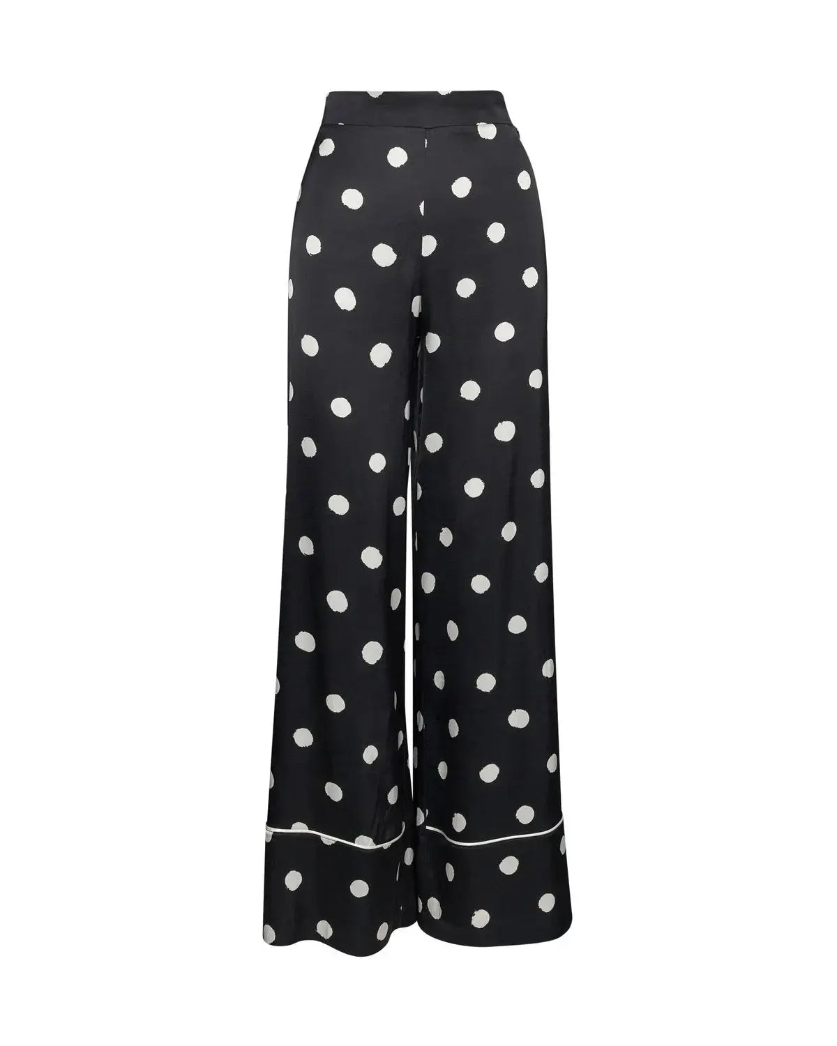 Pantaloni wide leg stampati con piping frontale NERO DORABELLA