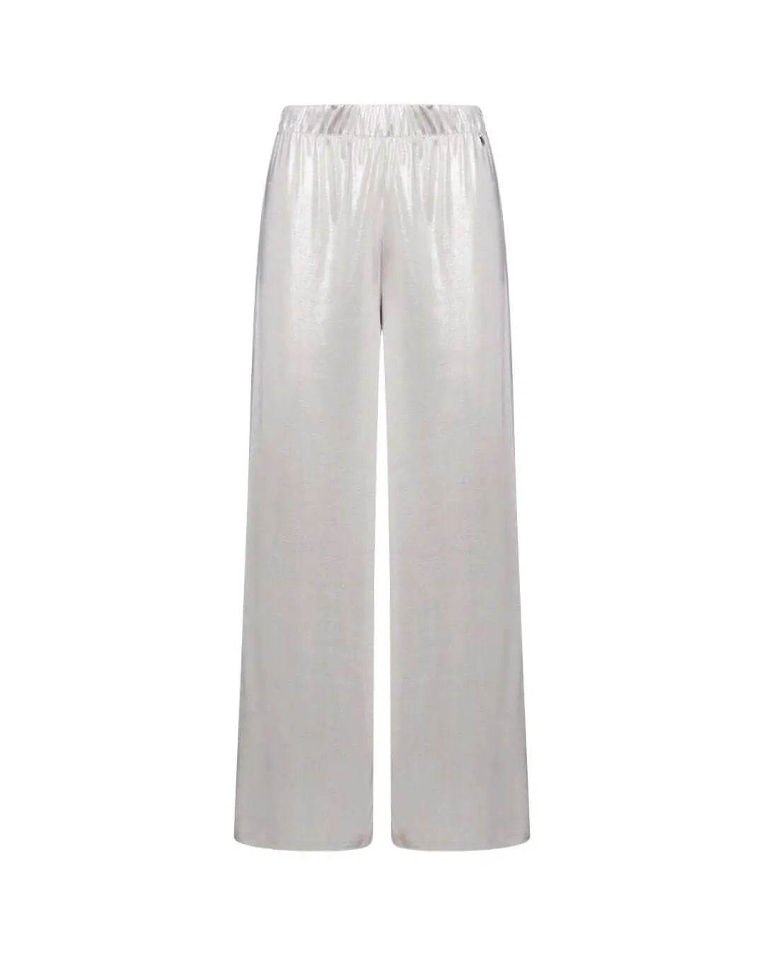 Pantapalazzo comodo in jersey lamé elasticizzato con medaglietta logo. BEIGE DORABELLA