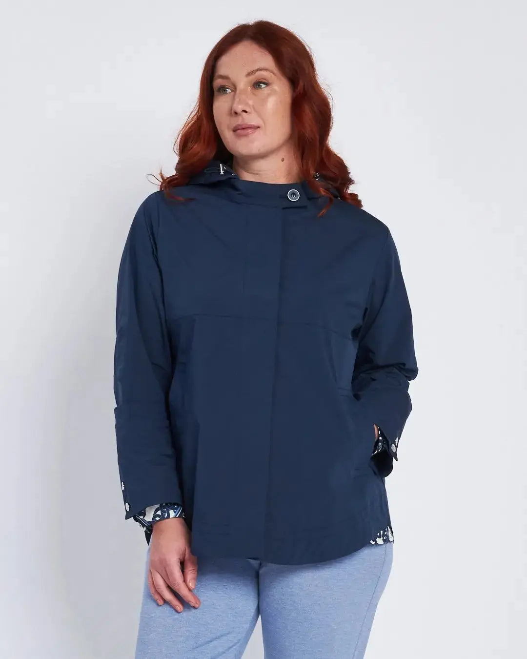 Parka con cappuccio regolabile e chiusura nascosta BLU DORABELLA PIU' 49