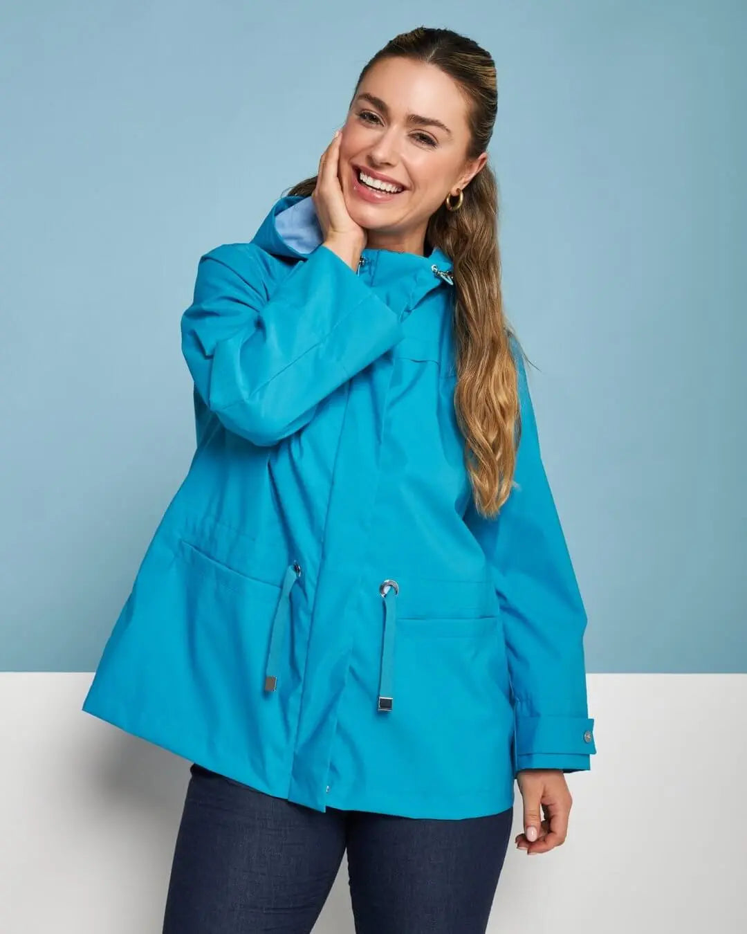 Parka leggero in nylon con cappuccio TURCHESE DORABELLA