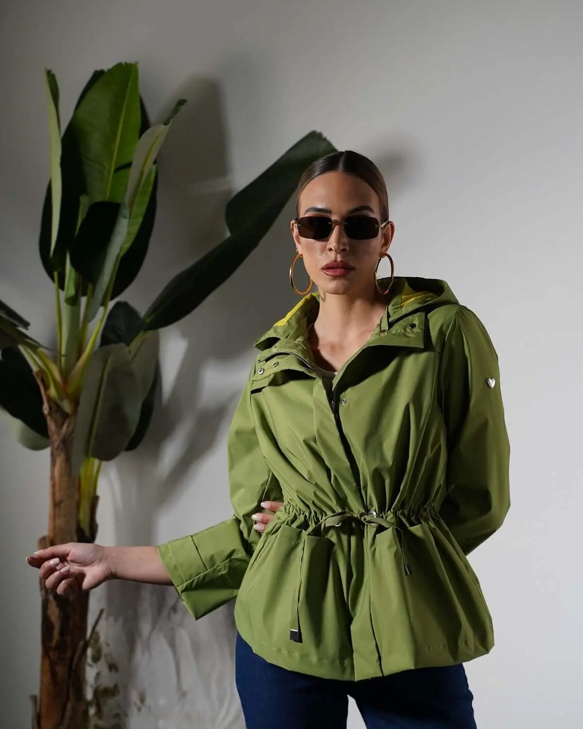 Parka leggero in nylon con cappuccio VERDE DORABELLA