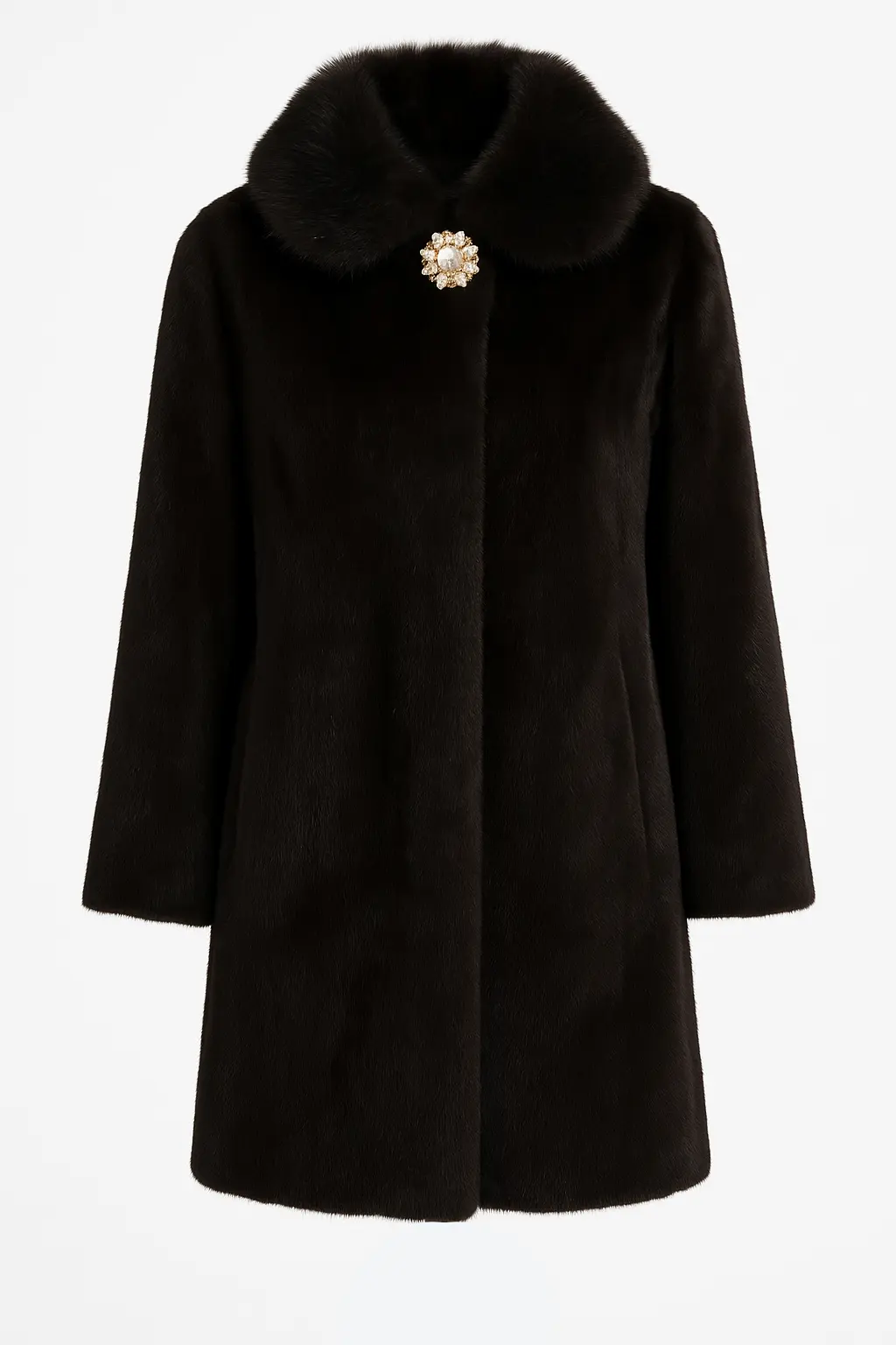 Pelliccia con bottone gioiello DORABELLA