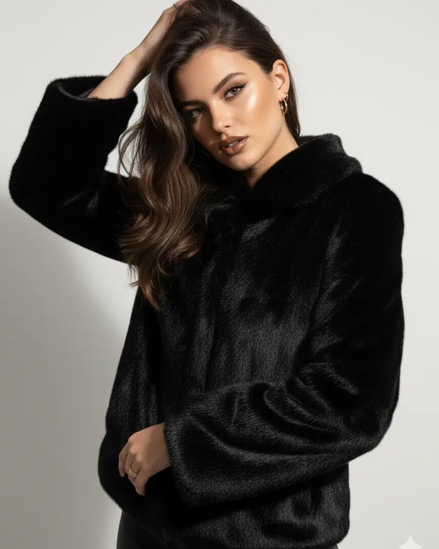 Pelliccia corta con cappuccio DORABELLA