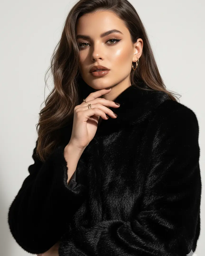 Pelliccia corta con cappuccio DORABELLA