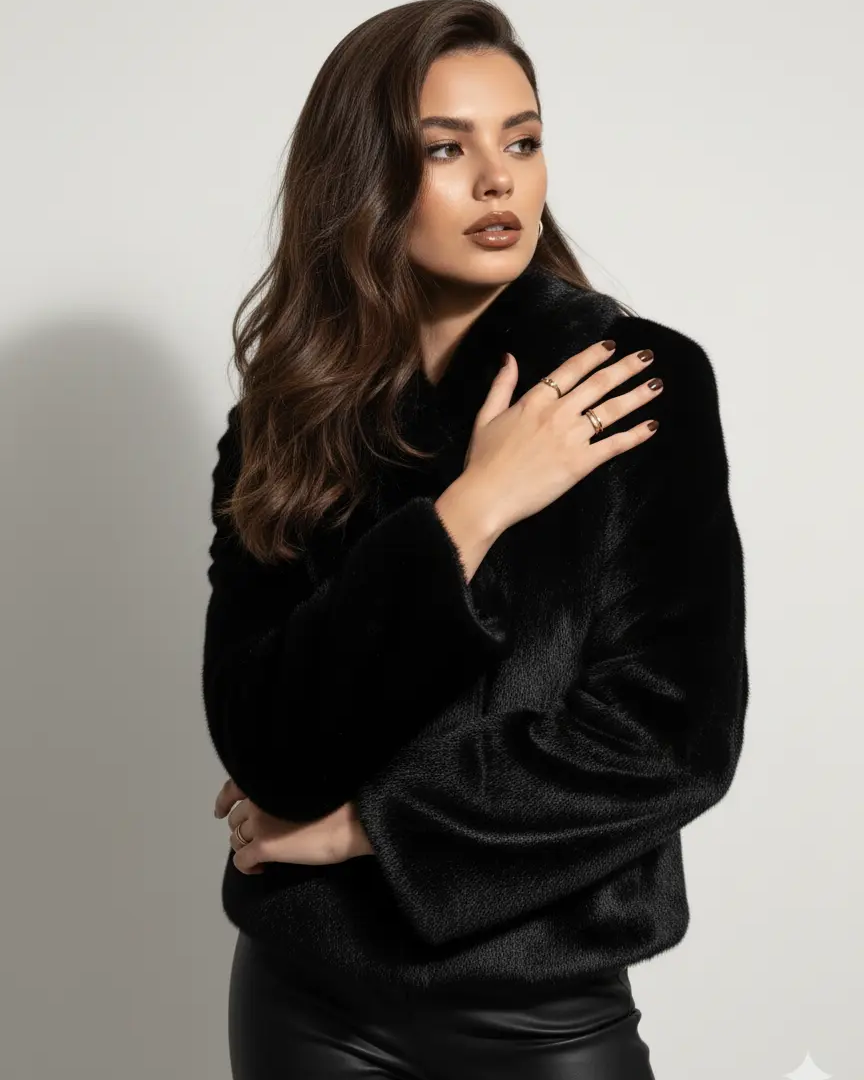 Pelliccia corta con cappuccio DORABELLA