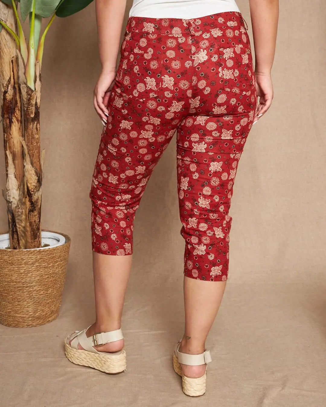 Pinocchietto in tela di cotone jacquard con fantasia floreale. COCCIO DORABELLA