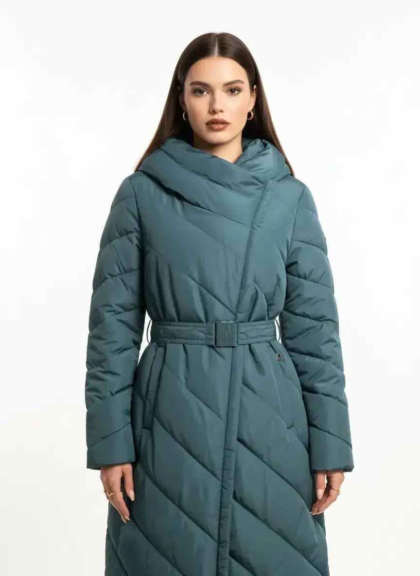Piumino con cappuccio e cintura DORABELLA