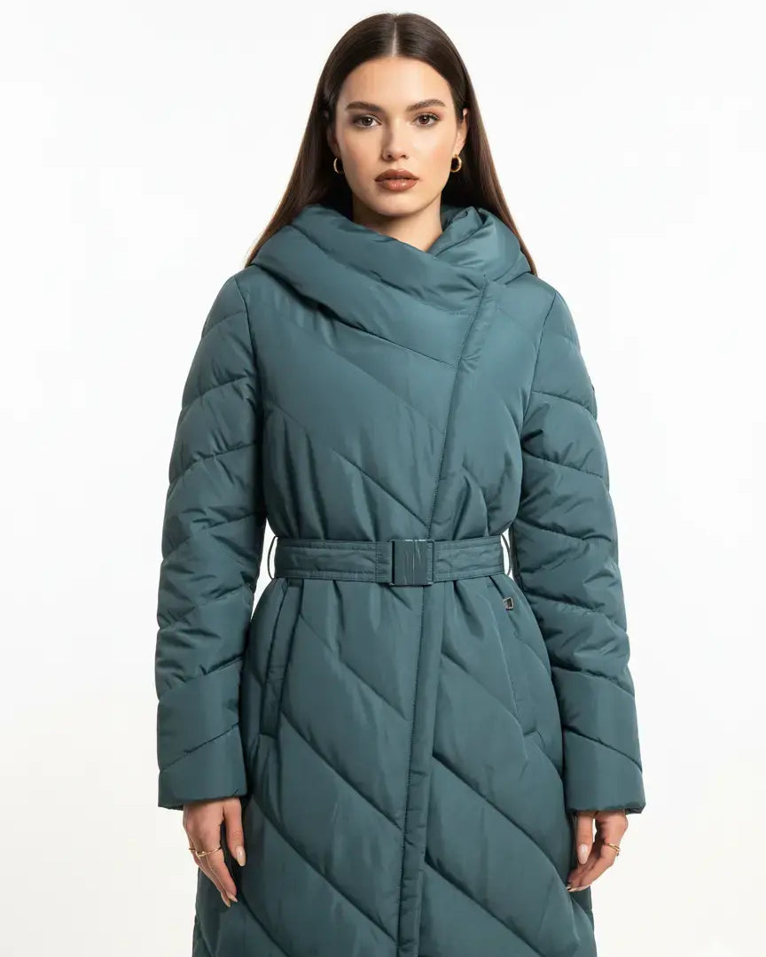 Piumino con cappuccio e cintura DORABELLA