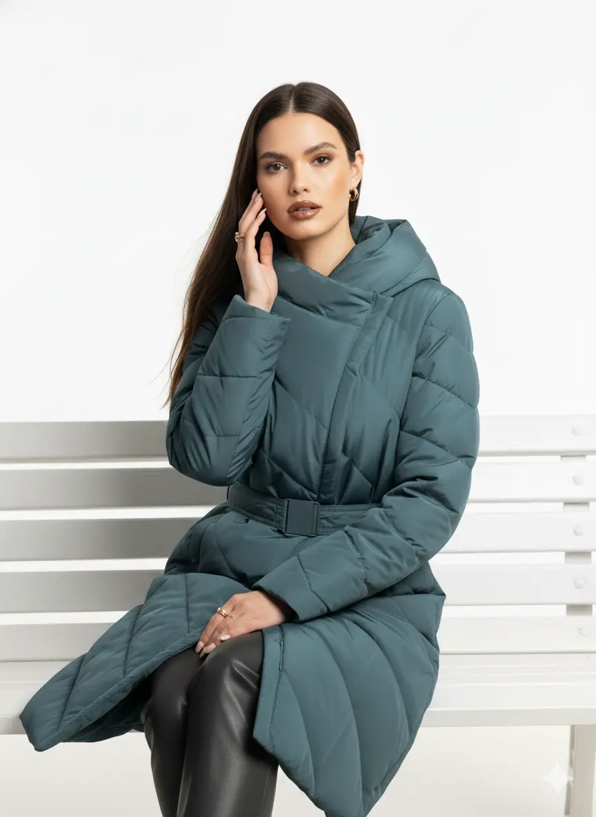 Piumino con cappuccio e cintura DORABELLA