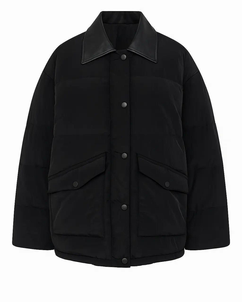 Piumino corto con colletto in eco pelle UNICA by Ironica