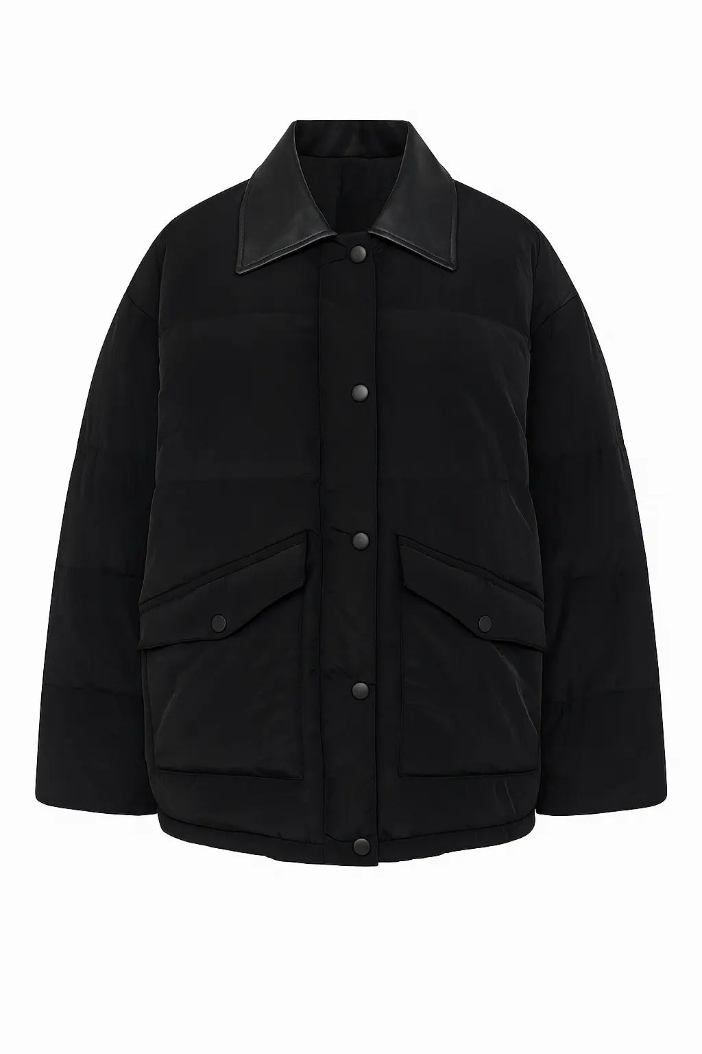 Piumino corto con colletto in eco pelle UNICA by Ironica