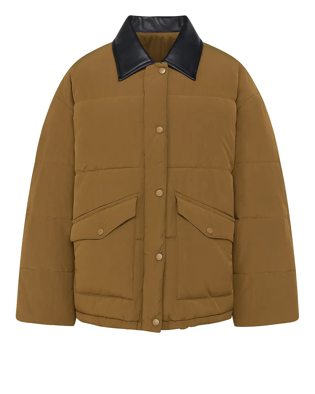 Piumino corto con colletto in eco pelle UNICA by Ironica