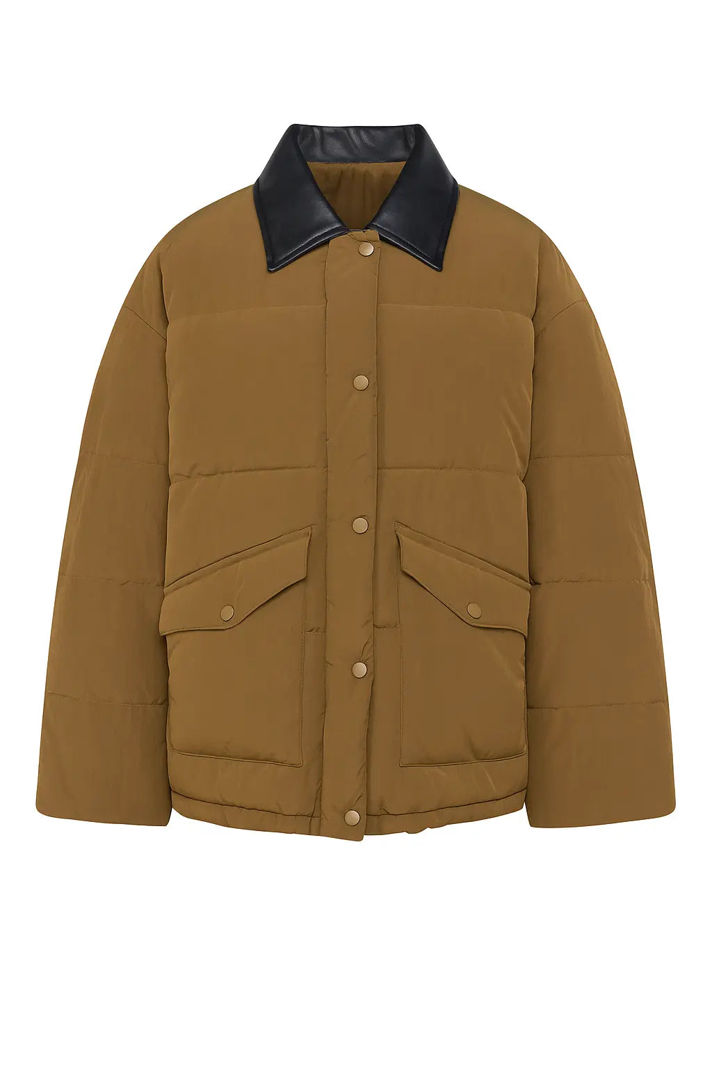 Piumino corto con colletto in eco pelle UNICA by Ironica