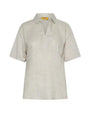 Polo combinata in lino e jersey melange con applicazione di micro catene sul tashino NATURALE DORABELLA PIU'
