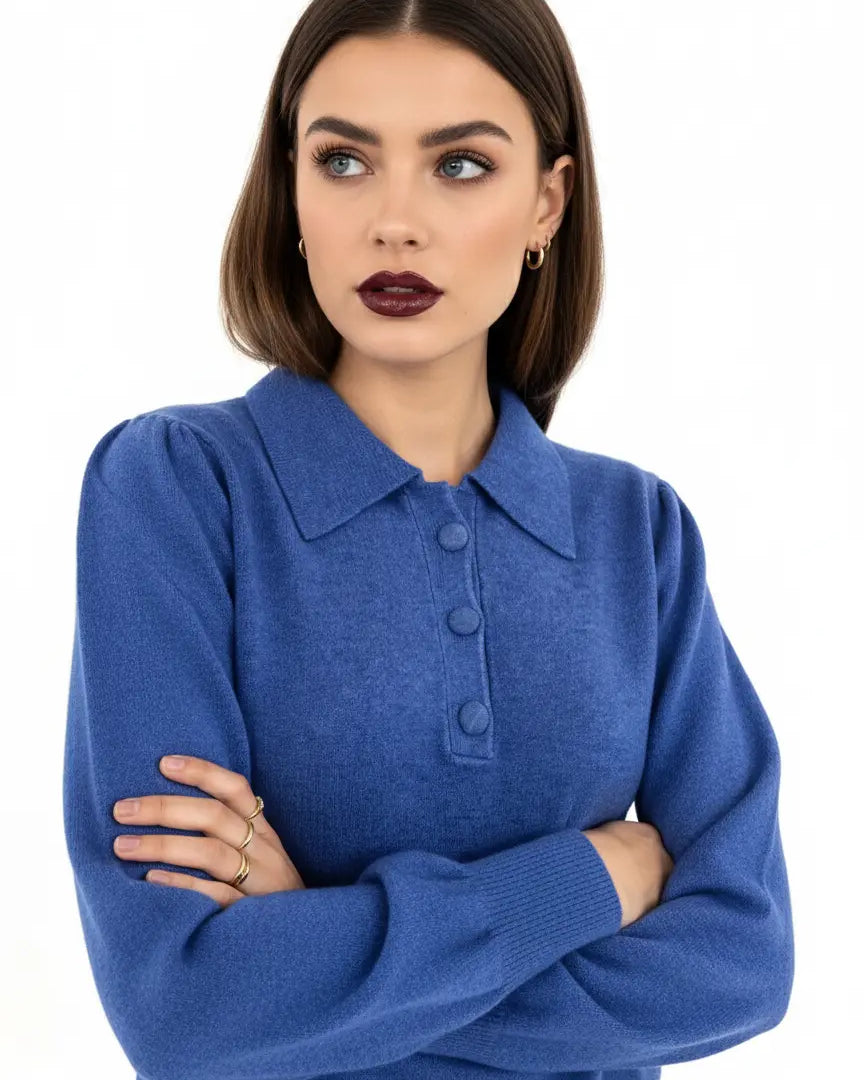 Polo in maglia con bottoni ricoperti DORABELLA