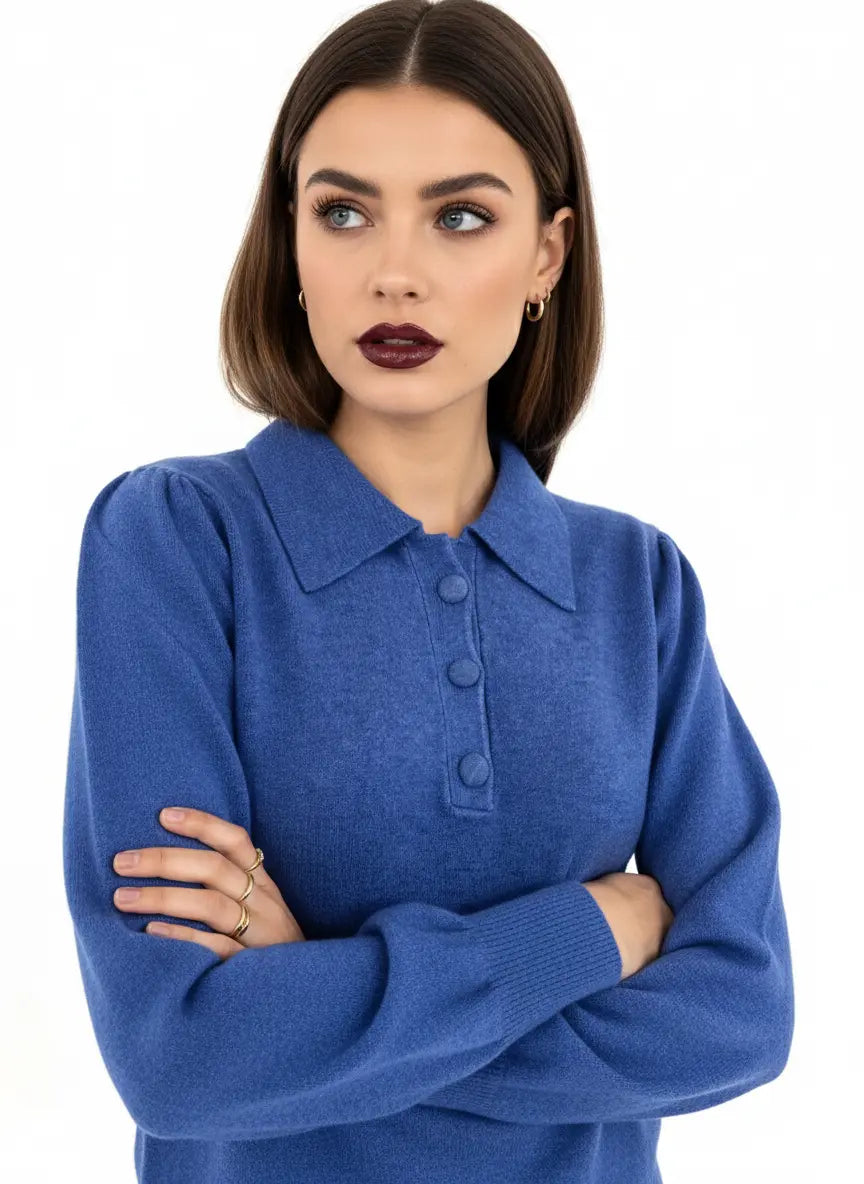 Polo in maglia con bottoni ricoperti DORABELLA