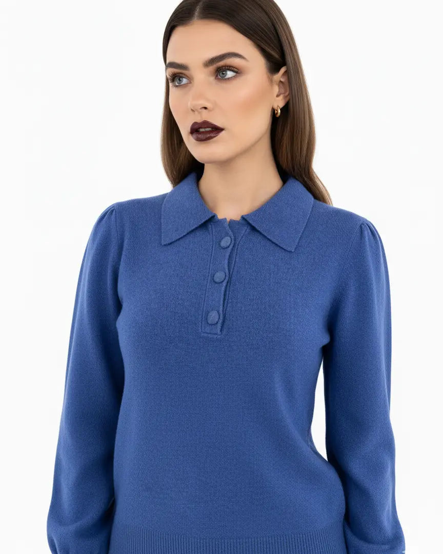 Polo in maglia con bottoni ricoperti DORABELLA