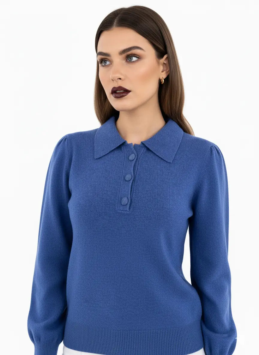 Polo in maglia con bottoni ricoperti DORABELLA