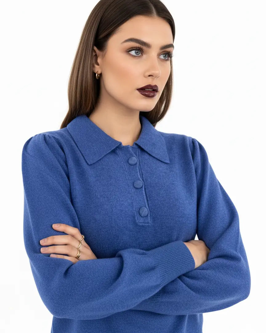 Polo in maglia con bottoni ricoperti DORABELLA