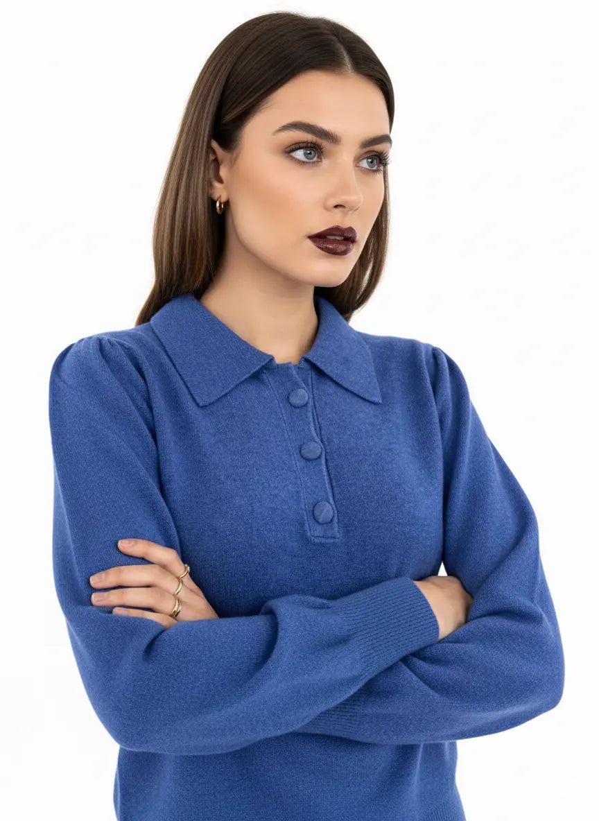 Polo in maglia con bottoni ricoperti DORABELLA