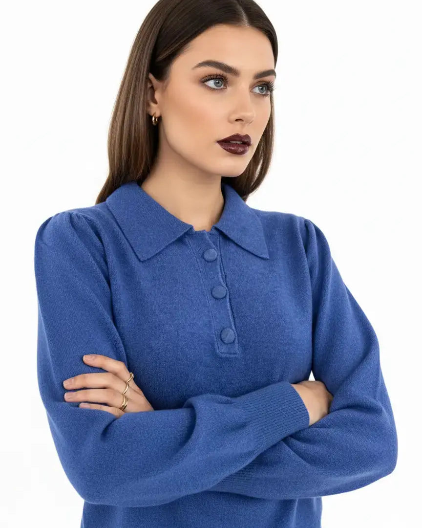 Polo in maglia con bottoni ricoperti DORABELLA