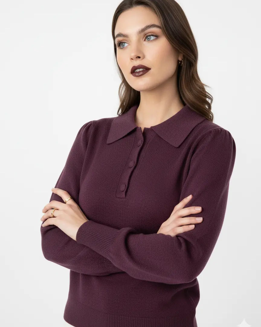 Polo in maglia con bottoni ricoperti DORABELLA