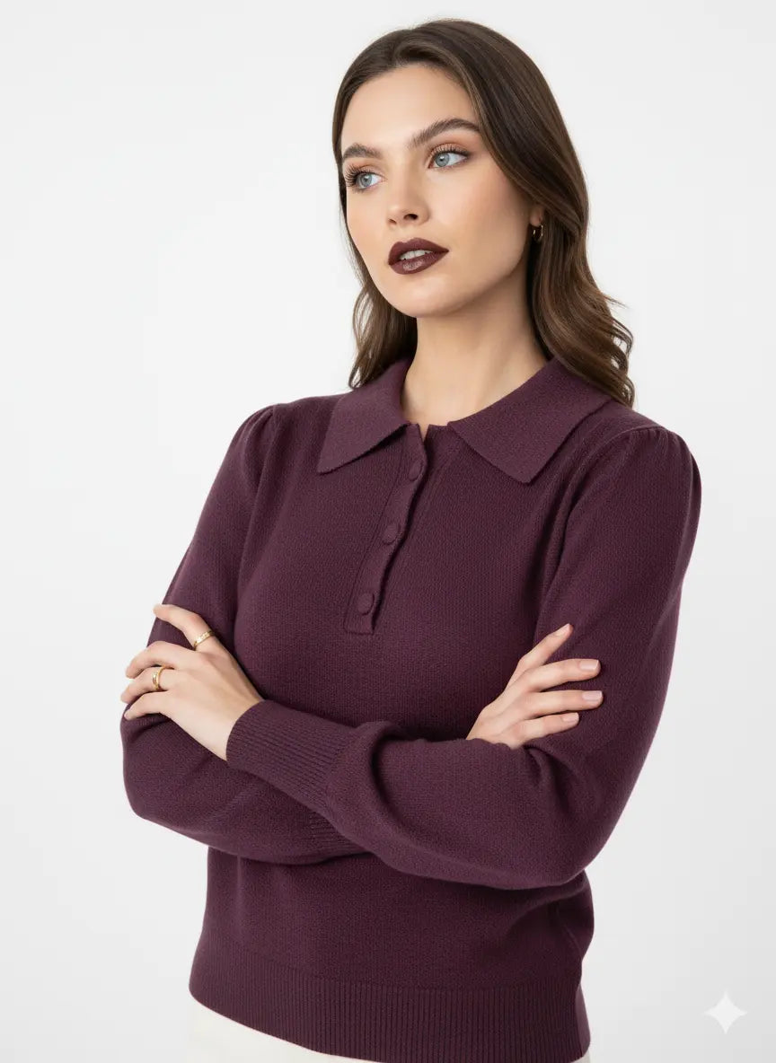 Polo in maglia con bottoni ricoperti DORABELLA