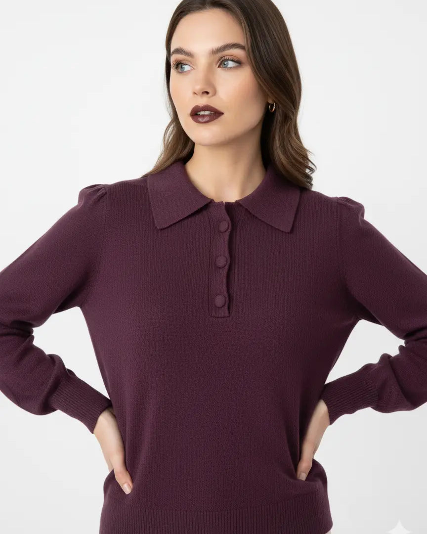 Polo in maglia con bottoni ricoperti DORABELLA