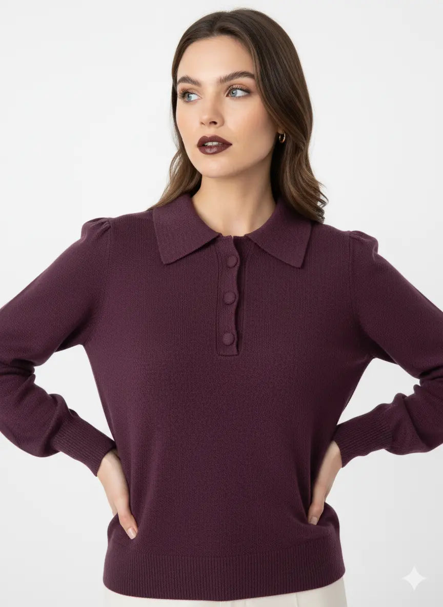 Polo in maglia con bottoni ricoperti DORABELLA