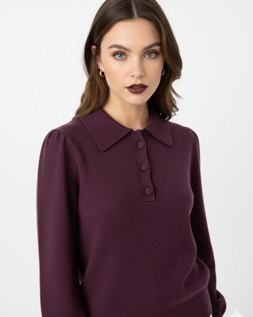 Polo in maglia con bottoni ricoperti DORABELLA