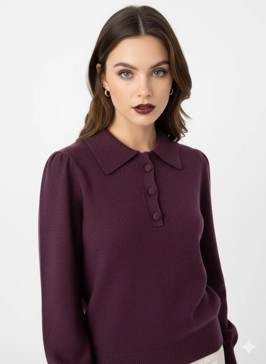 Polo in maglia con bottoni ricoperti DORABELLA