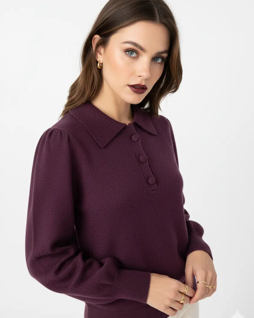 Polo in maglia con bottoni ricoperti DORABELLA