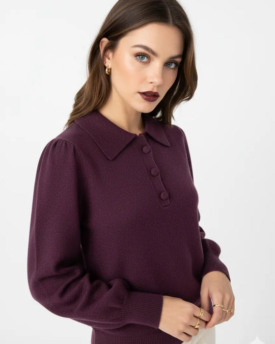 Polo in maglia con bottoni ricoperti DORABELLA