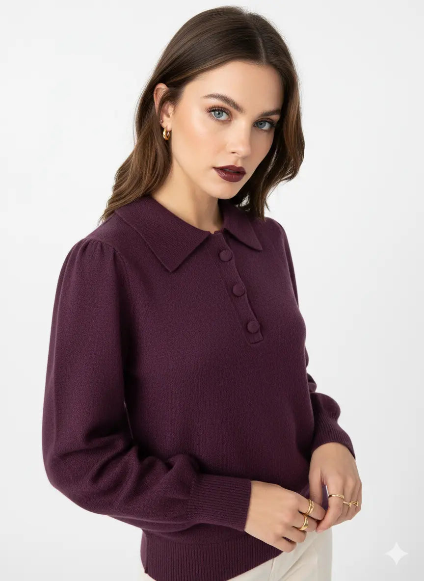 Polo in maglia con bottoni ricoperti DORABELLA