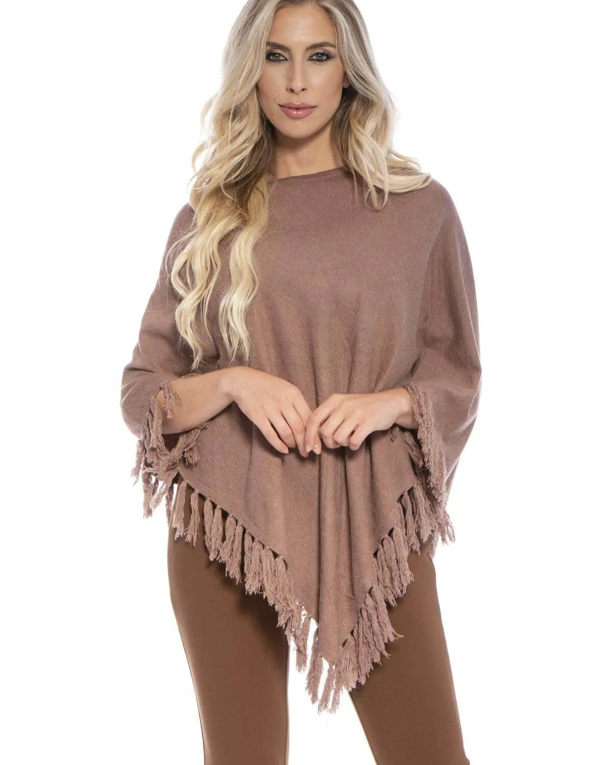 Poncho frange NOCCIOLA DORABELLA