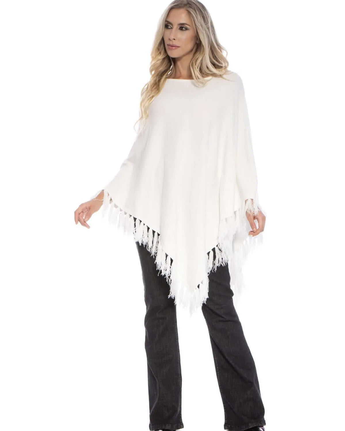 Poncho frange OFF WHITE DORABELLA