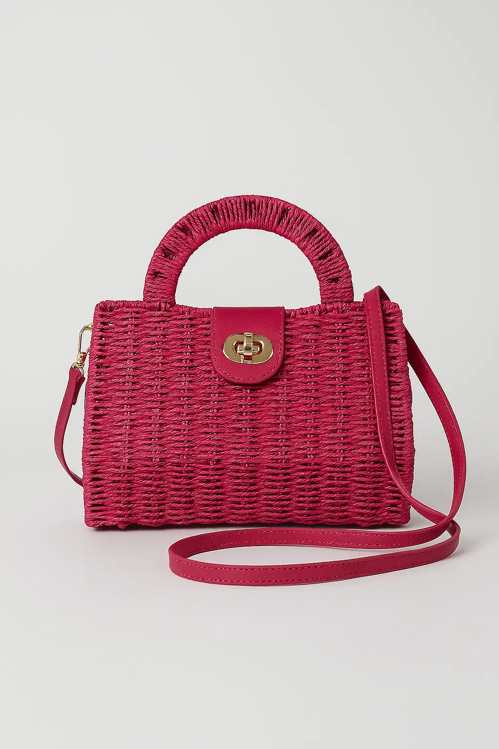 Postina in vimini con manico, tracolla e dettagli oro Dorabella