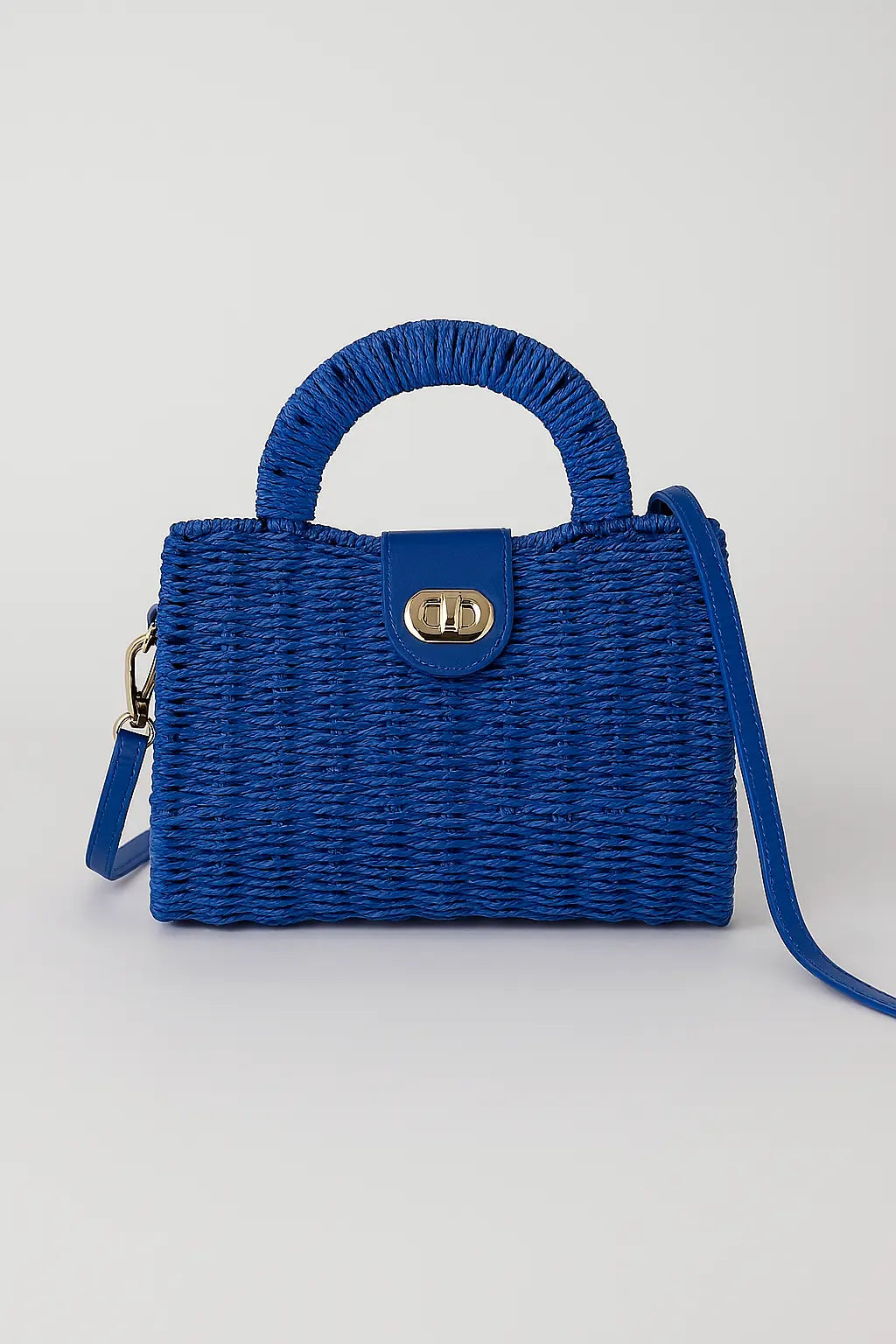 Postina in vimini con manico, tracolla e dettagli oro Dorabella