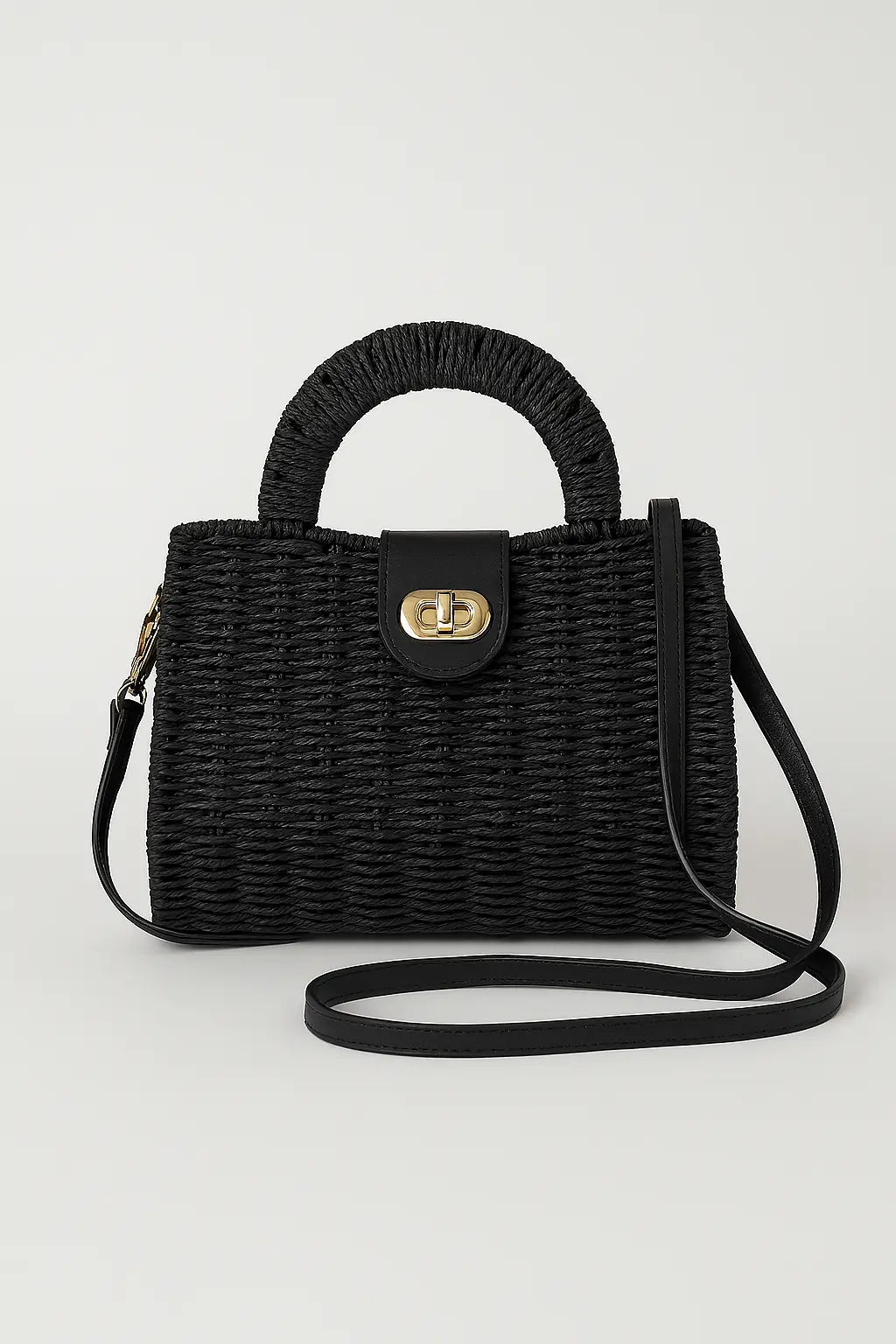 Postina in vimini con manico, tracolla e dettagli oro Dorabella