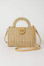 Postina in vimini con manico, tracolla e dettagli oro Dorabella