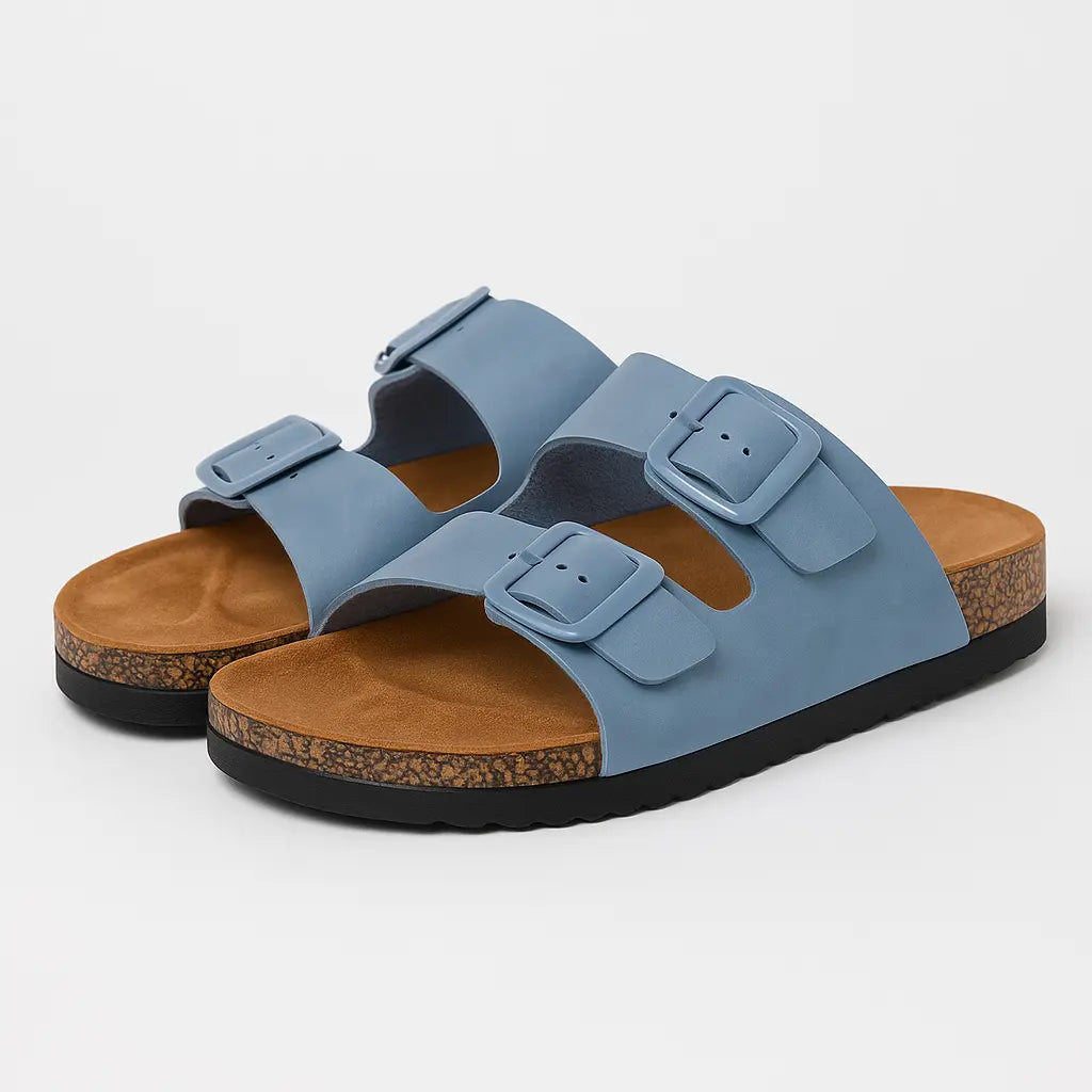 Sandalo con doppia fibbia in ecopelle Dorabella