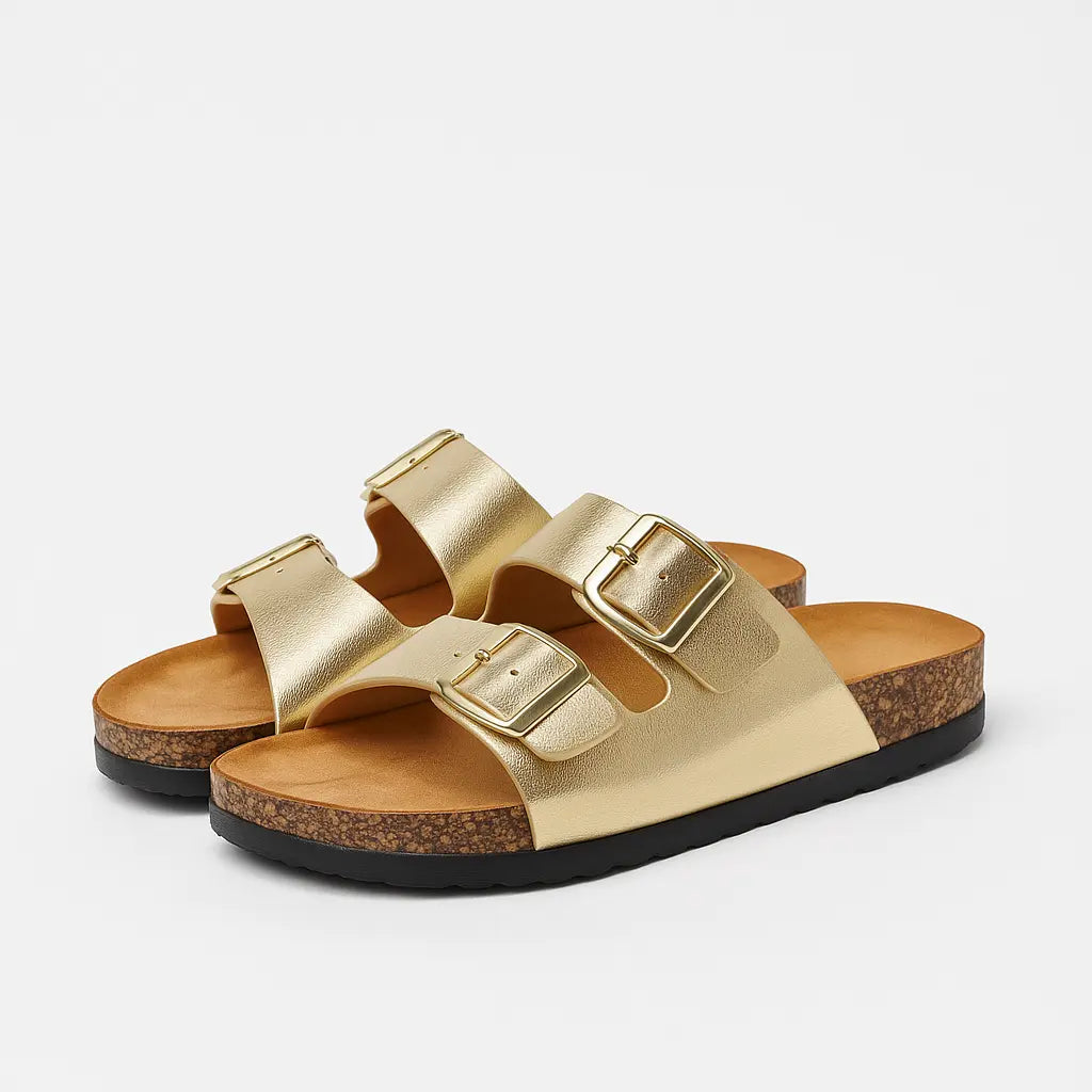 Sandalo con doppia fibbia in ecopelle Dorabella