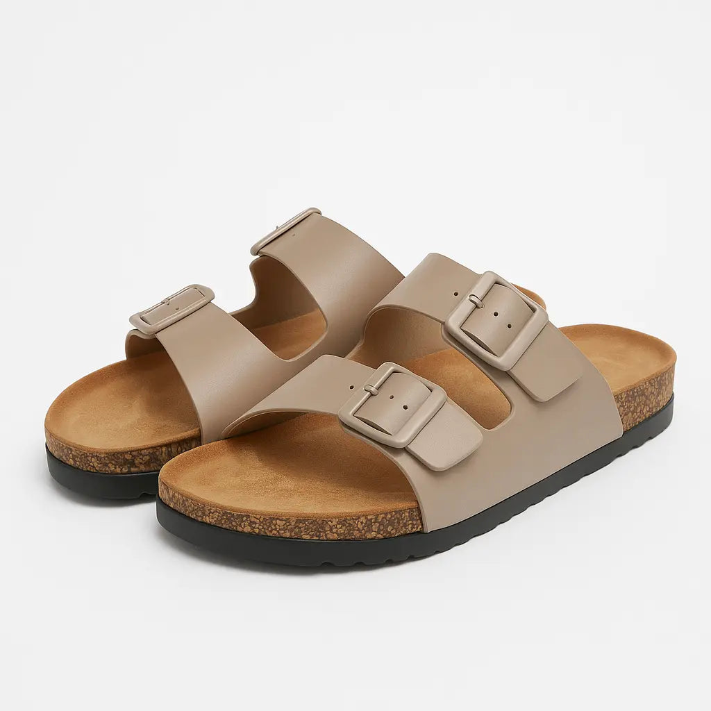 Sandalo con doppia fibbia in ecopelle Dorabella