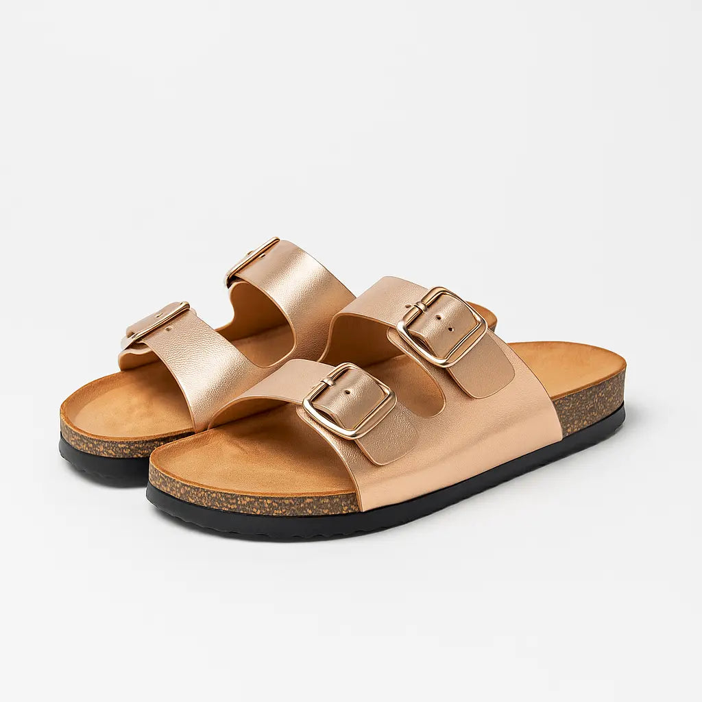 Sandalo con doppia fibbia in ecopelle Dorabella