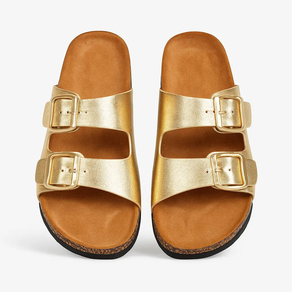 Sandalo con doppia fibbia in ecopelle Dorabella