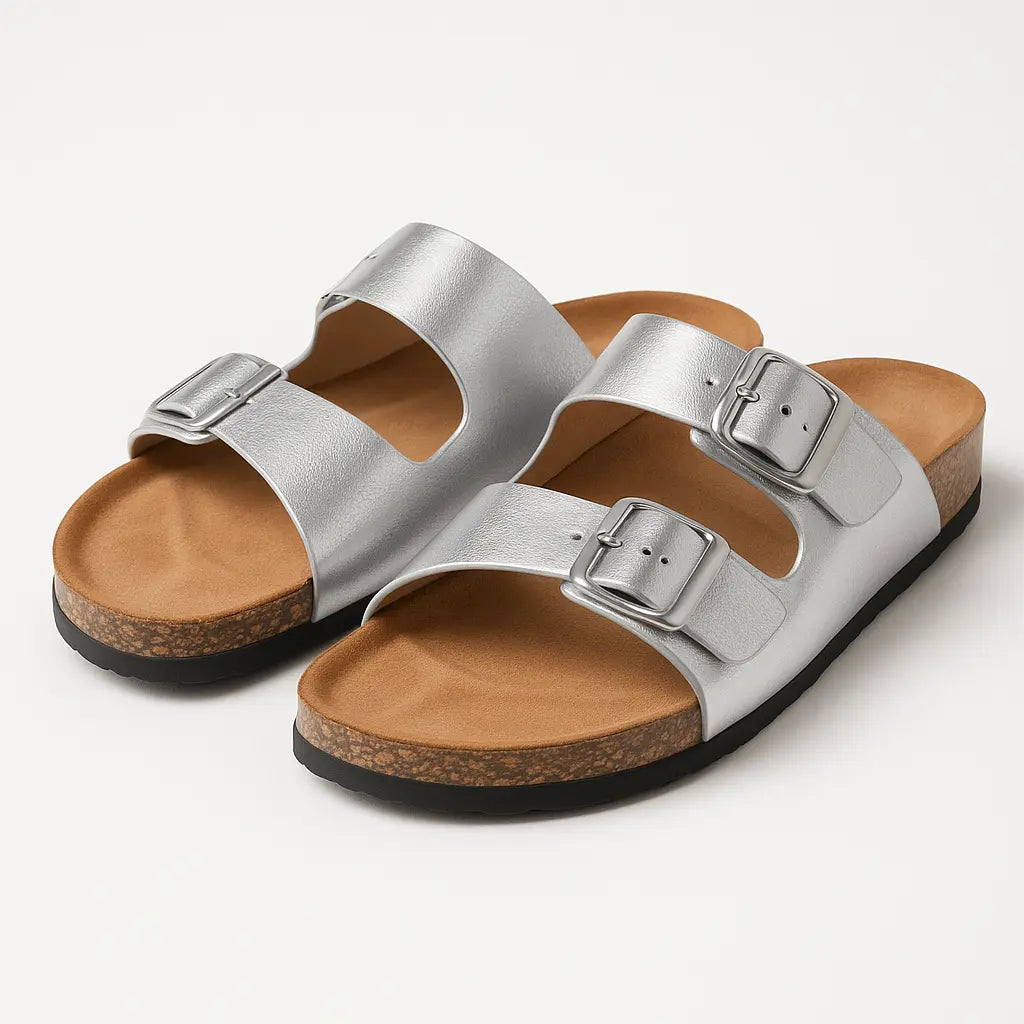 Sandalo con doppia fibbia in ecopelle Dorabella