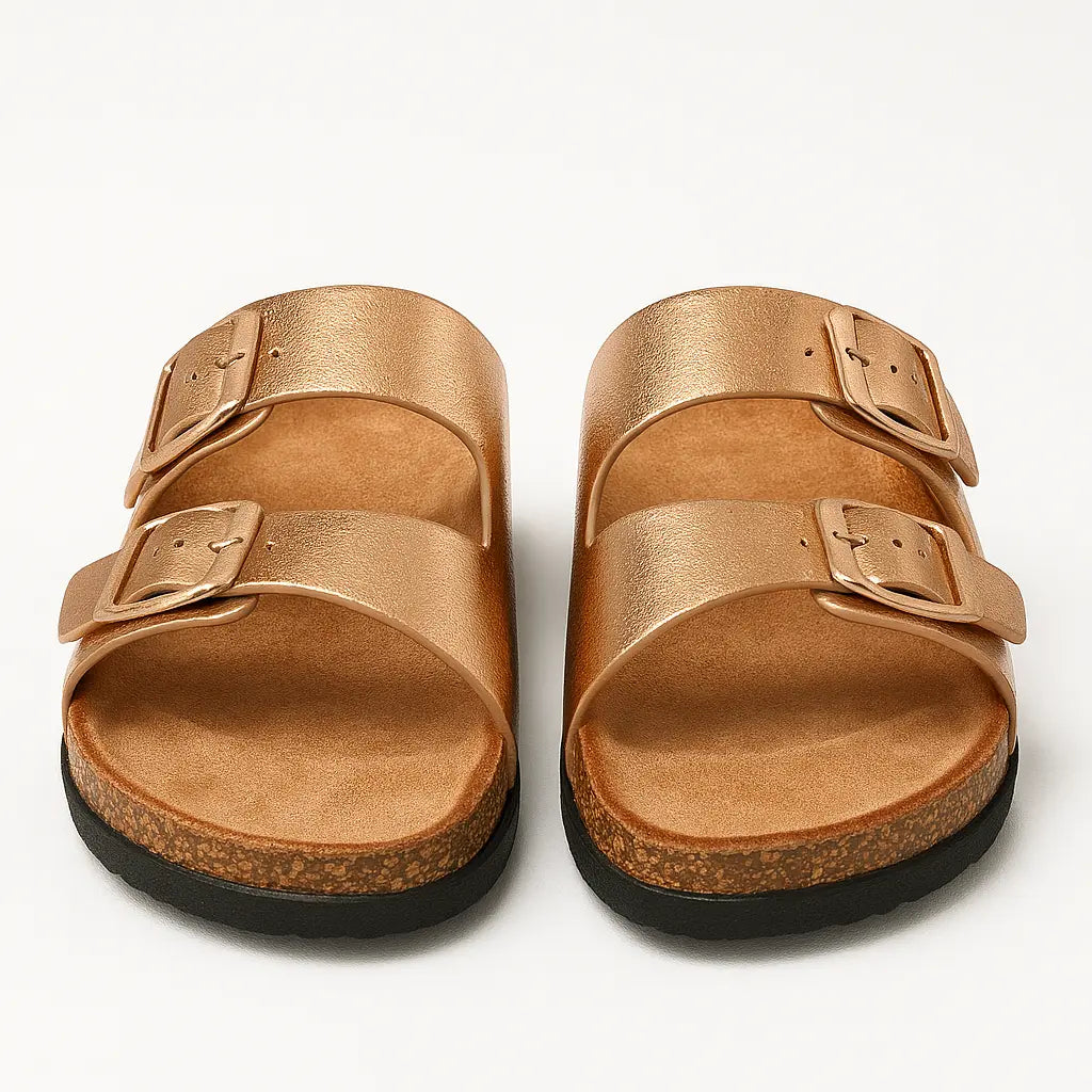 Sandalo con doppia fibbia in ecopelle Dorabella