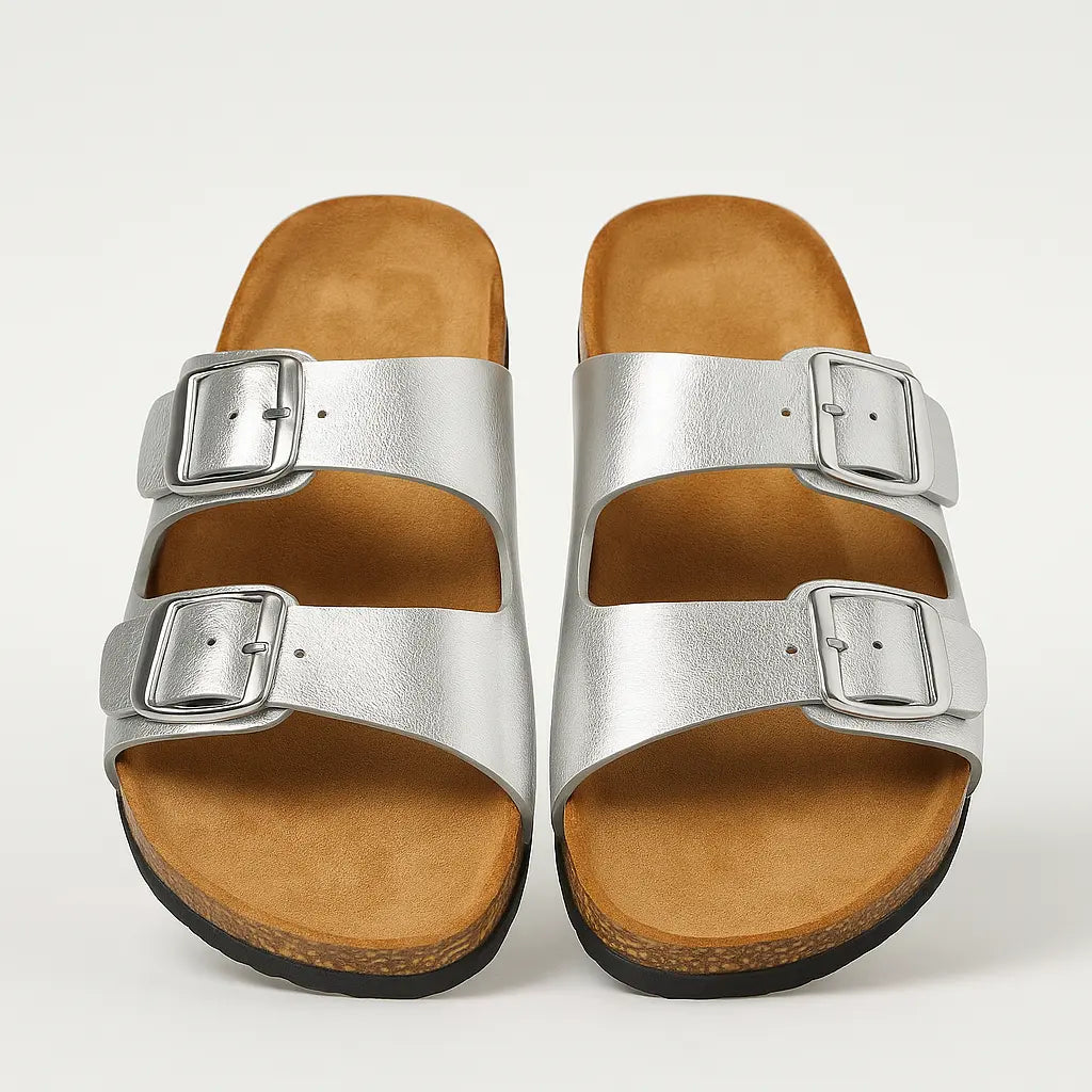 Sandalo con doppia fibbia in ecopelle Dorabella