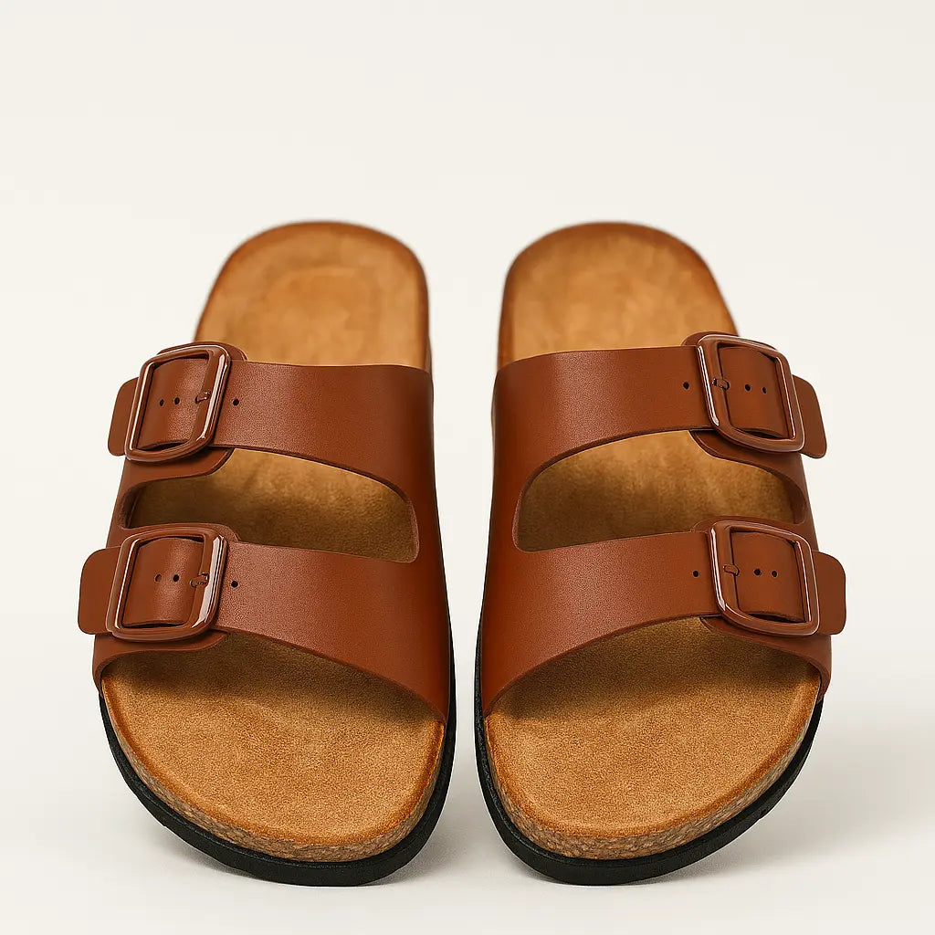 Sandalo con doppia fibbia in ecopelle Dorabella