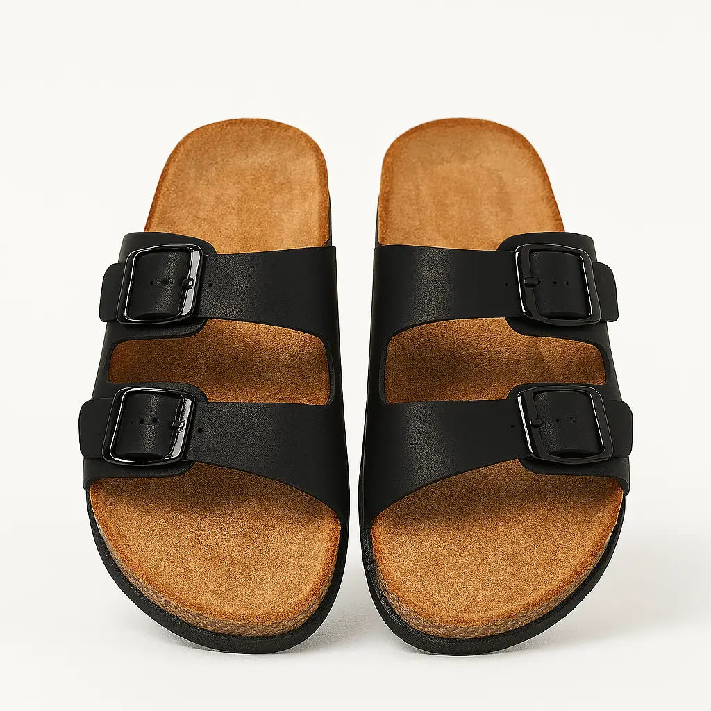 Sandalo con doppia fibbia in ecopelle Dorabella